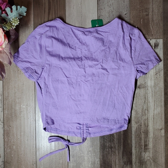 NWT SHEIN EZwear Violet Purple Solid Drawstring Ruched Tee Size 6 - Picture 10 of 16